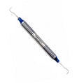 A stainless steel dental explorer kit tool with blue plastic handles and wire tips, shown diagonally on a plain white background.