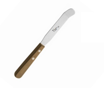 Dental Lab Spatula mm200 CURVED Stainless Steel with Wooden Handle
